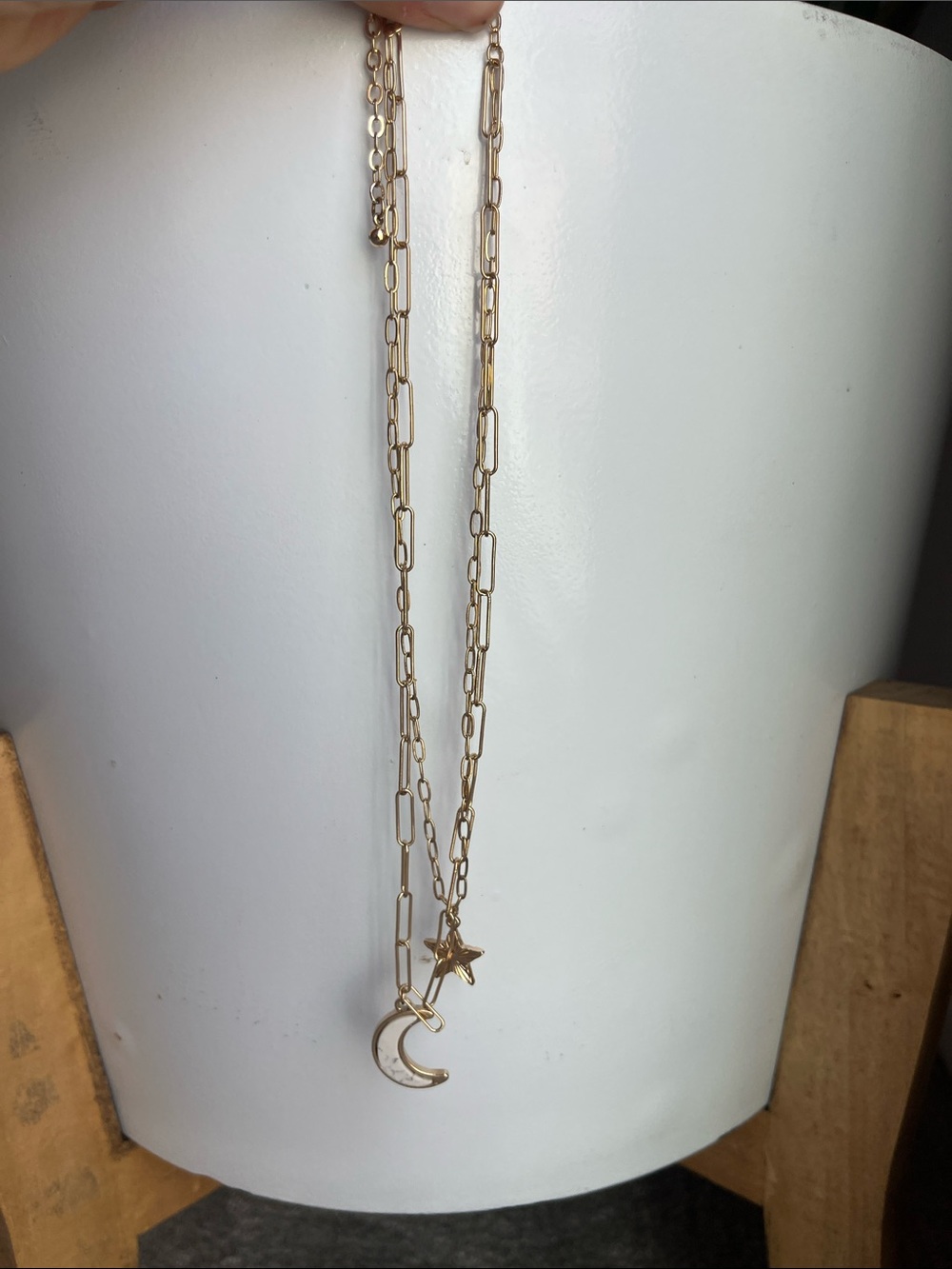 Gold-Tone Moon & Star Layered Pendant Necklace